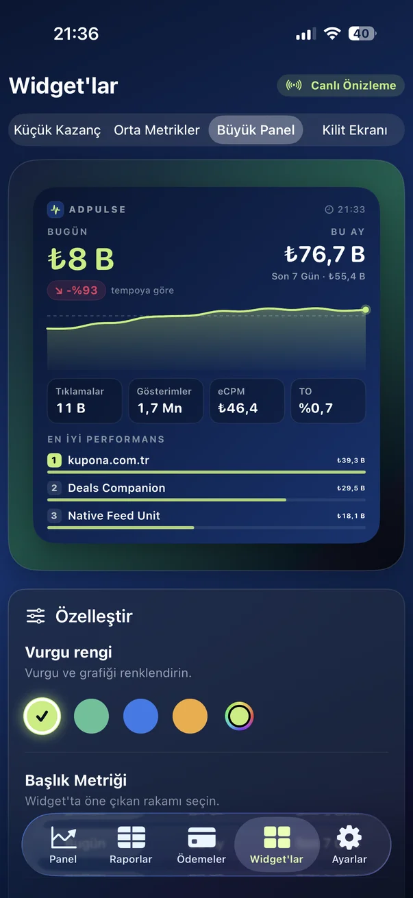 AdPulse widget gallery